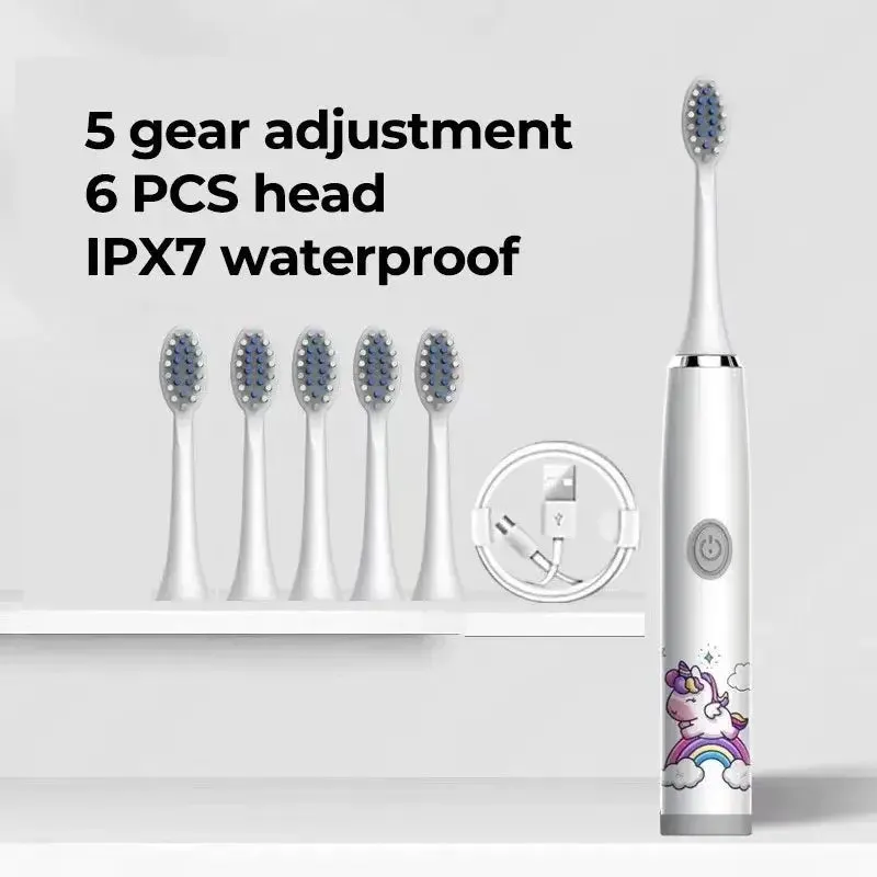 Children Electric Toothbrush Cartoon Kids with Replacement Head