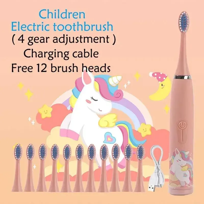 Children Electric Toothbrush Cartoon Kids with Replacement Head