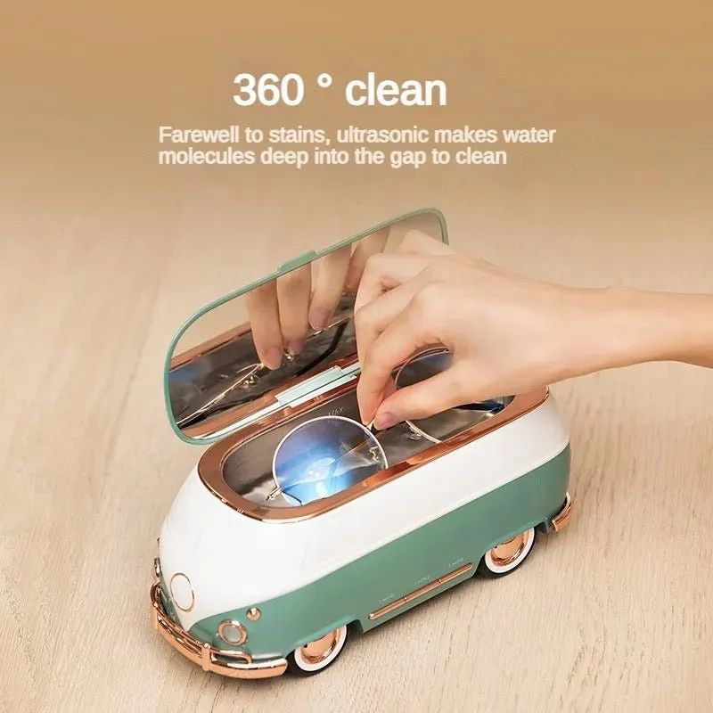 Classical Bus Ultrasonic Cleaner - Professional Ultrasonic Cleaning Machine for All Jewelry Eyeglasses Watches Shaver Heads Makeup Brushes