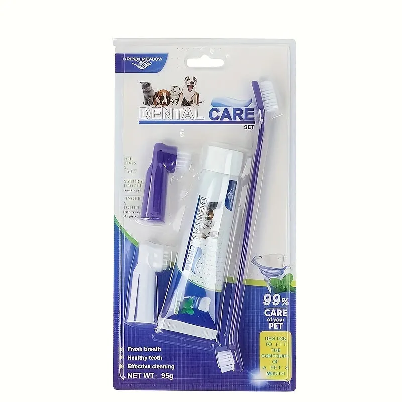 Complete Pet Dental Cleaning Set Toothpaste Brush Finger Cover