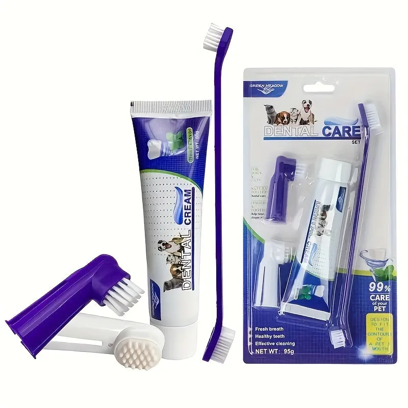 Complete Pet Dental Cleaning Set Toothpaste Brush Finger Cover