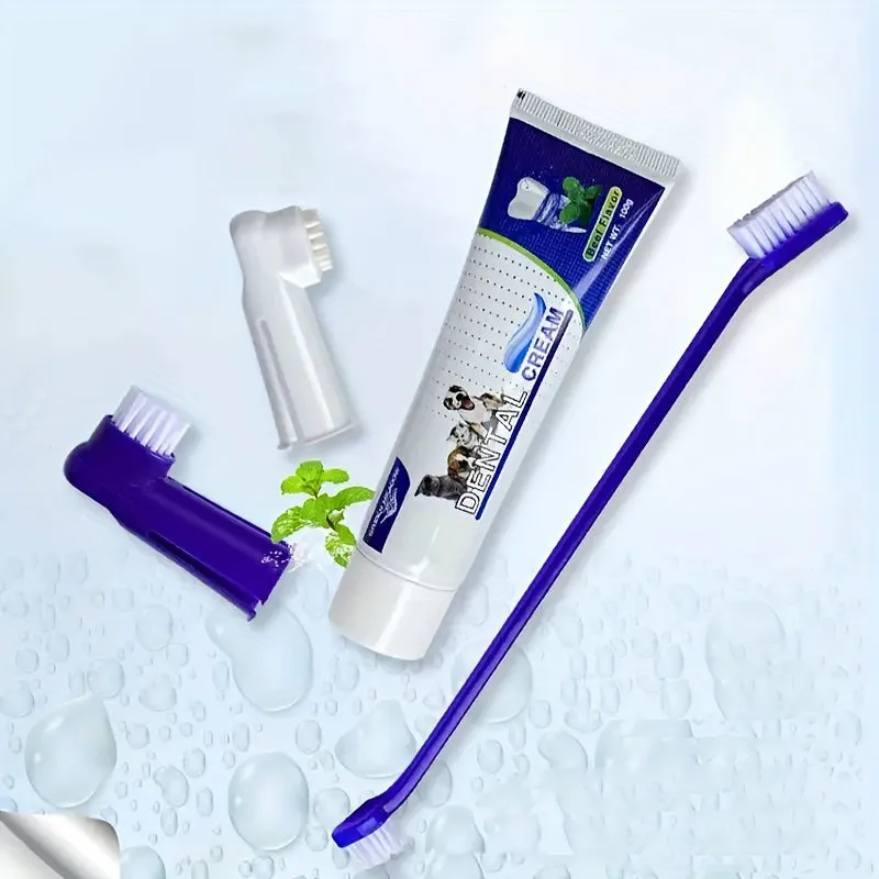 Complete Pet Dental Cleaning Set Toothpaste Brush Finger Cover