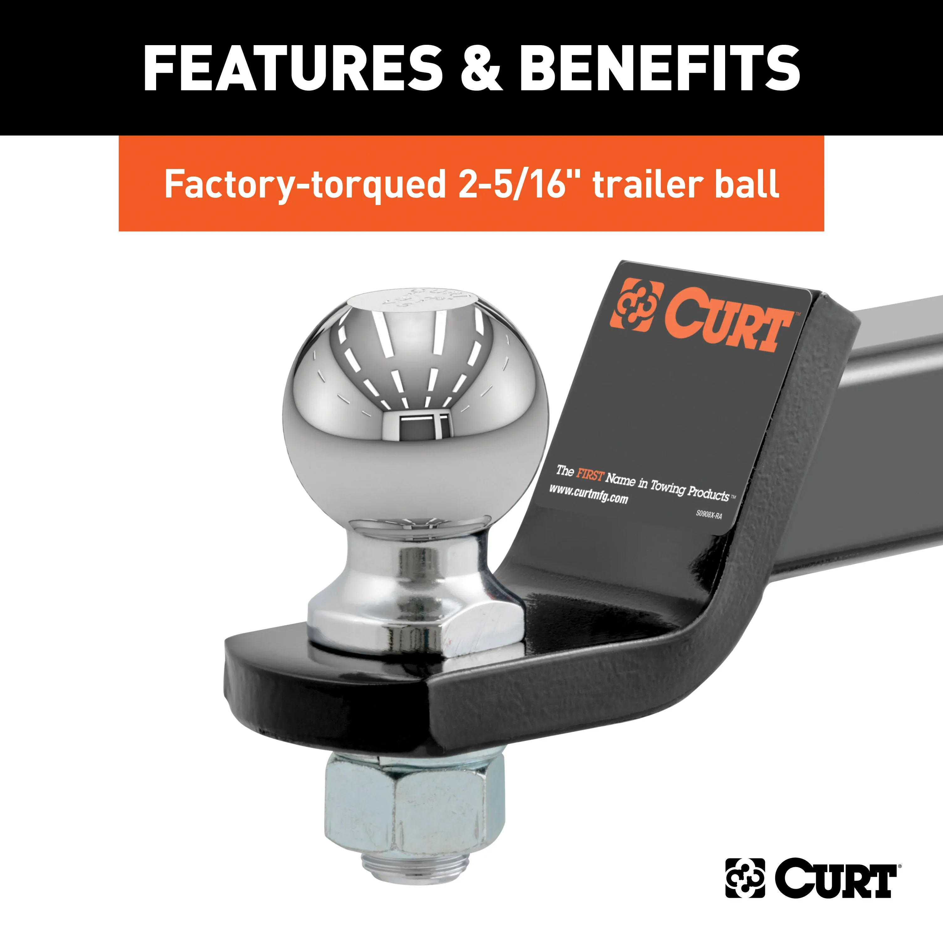 CURT 45041 Loaded Ball Mount with 2-5/16in. Ball (2in. Shank; 7;500 lbs.; 2in. Drop)