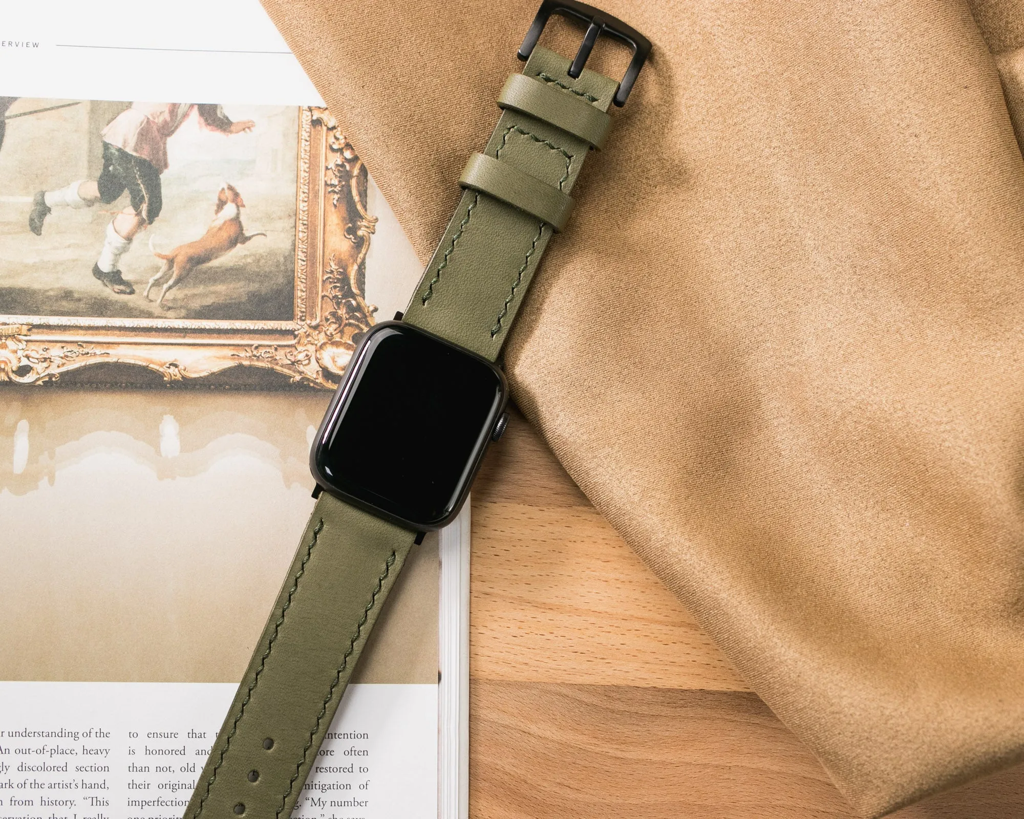 Custom Made VegTan Leather Watch Strap - Olive