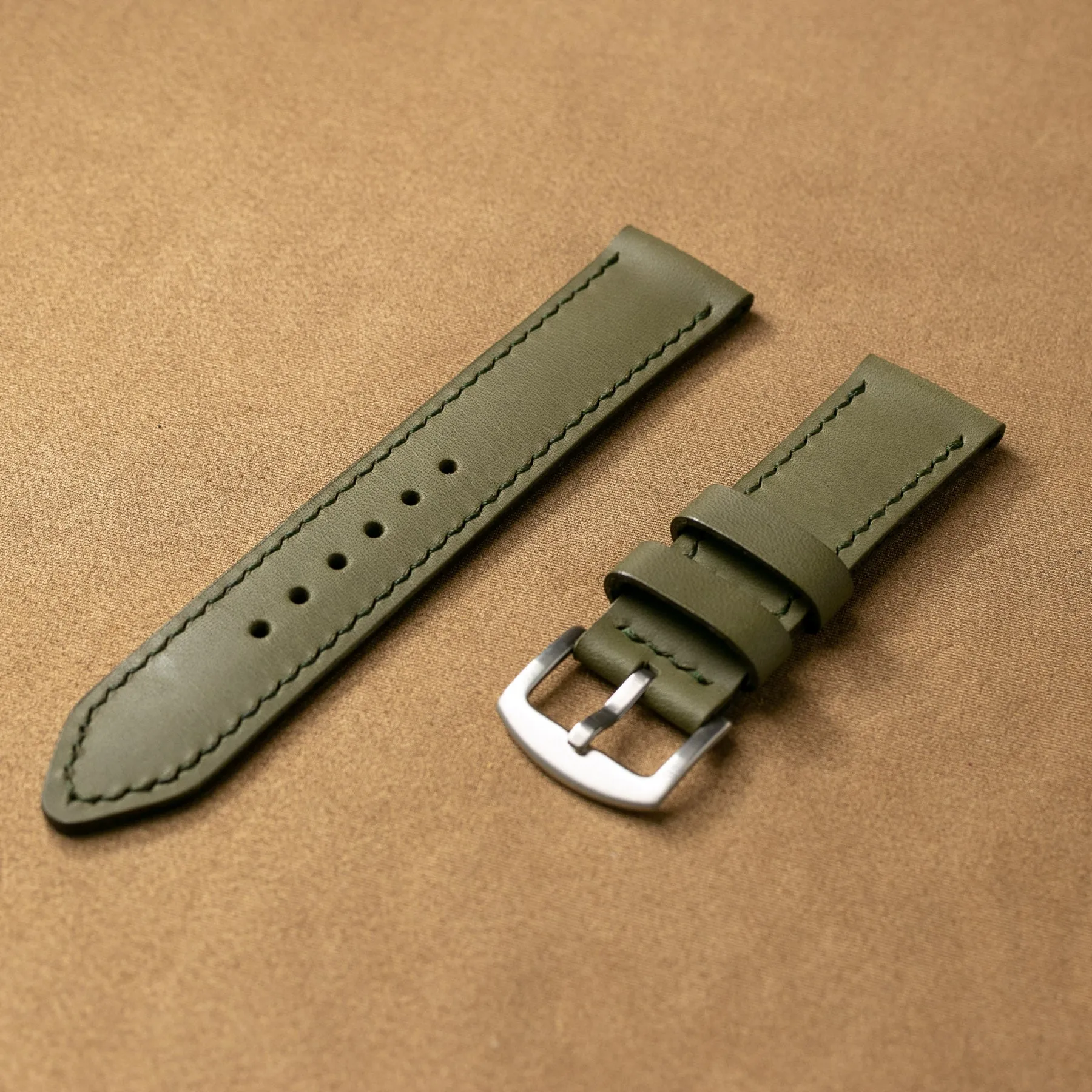 Custom Made VegTan Leather Watch Strap - Olive