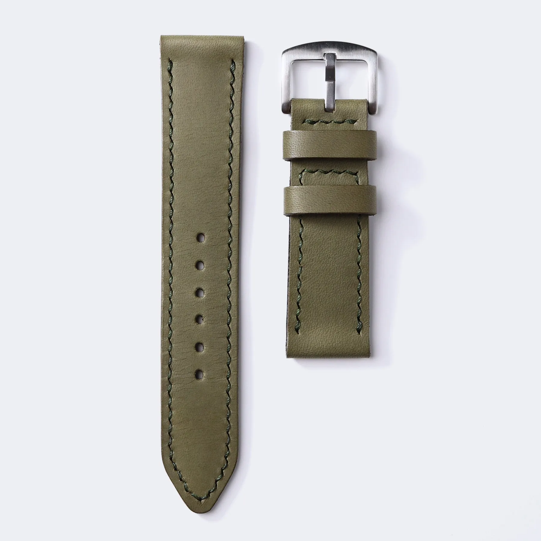 Custom Made VegTan Leather Watch Strap - Olive