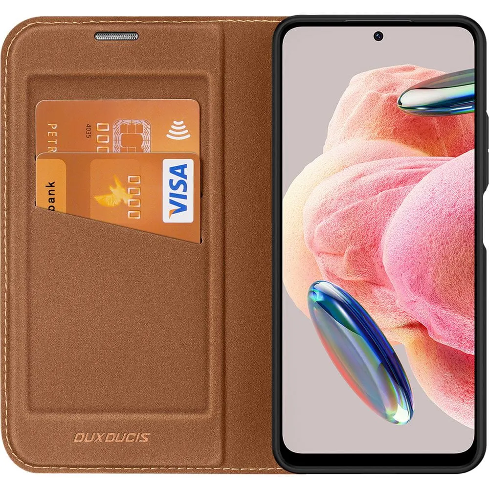 Dux Ducis Skin X2 Tough Rugged Flip Wallet Case for Xiaomi Redmi Note 12 4G - brown