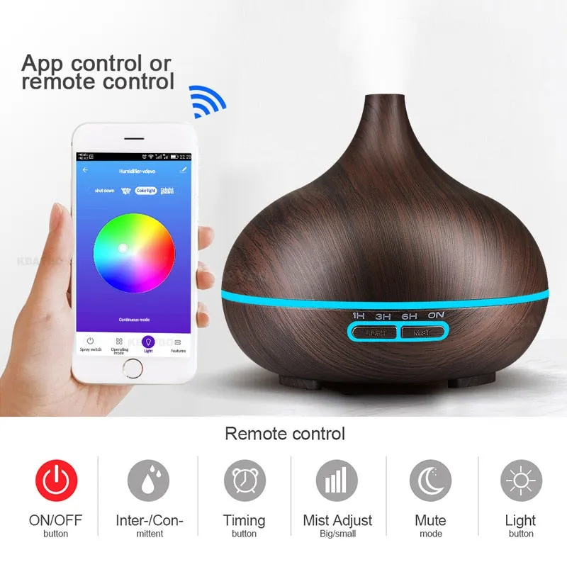 Electric Aroma Essential oil diffuser ultrasonic aromatherapy air humidifier 7 Color LED Night Light with remote control and APP