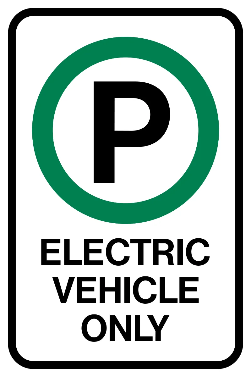 Electric Vehicle Parking Only Sign with Parking Symbol