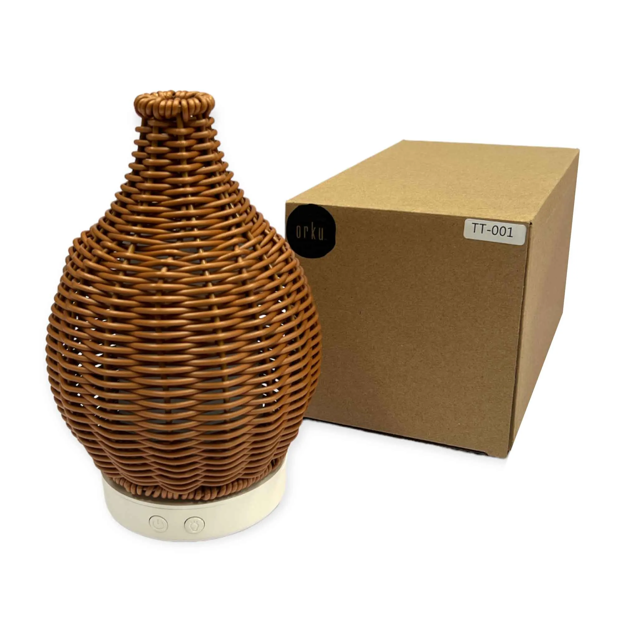 Essential Oil Aroma Diffuser and Remote - 100ml Rattan Woven Mist Humidifier