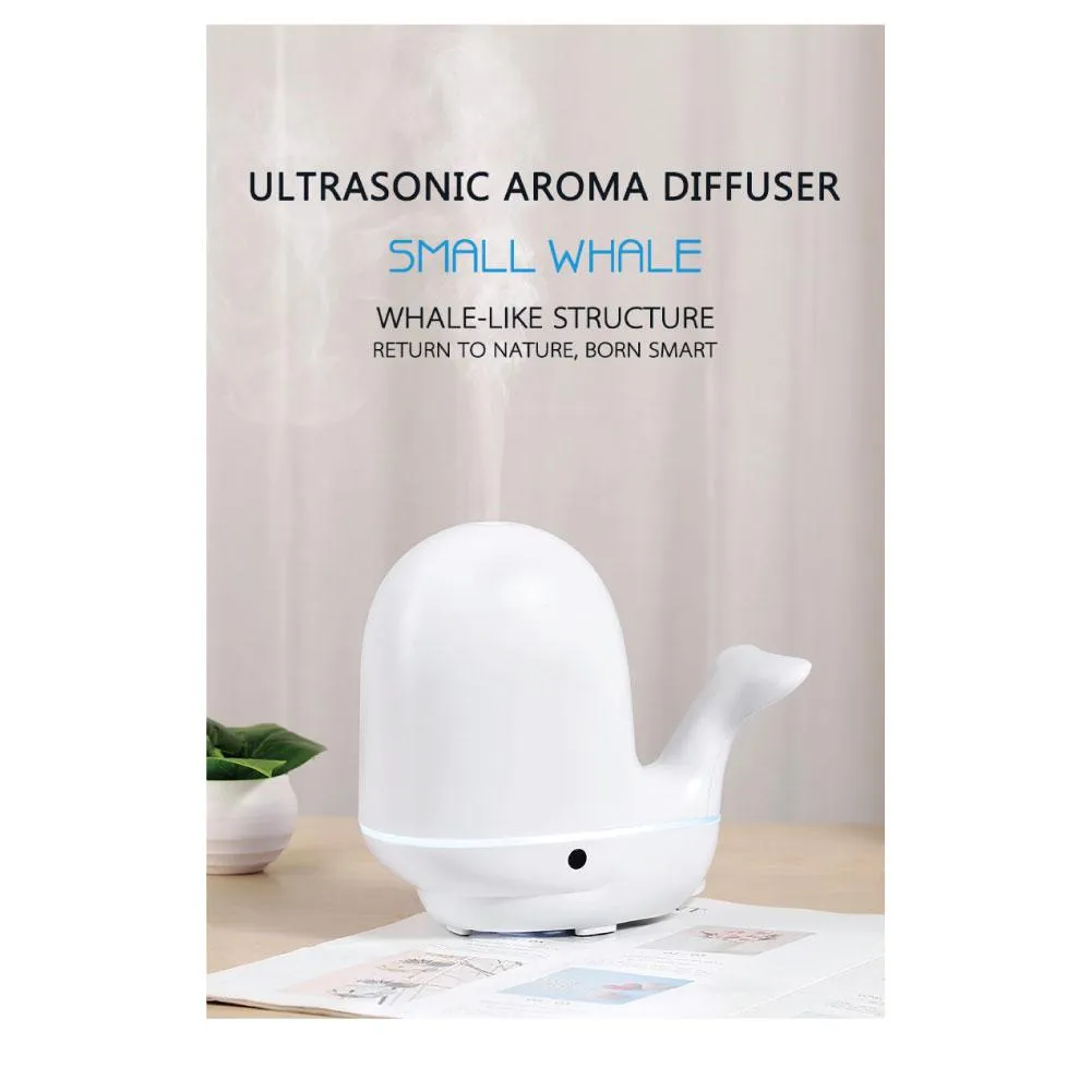 Essential Oil Aroma Diffuser USB - 180ml Whale Ultrasonic Childrens Night Light