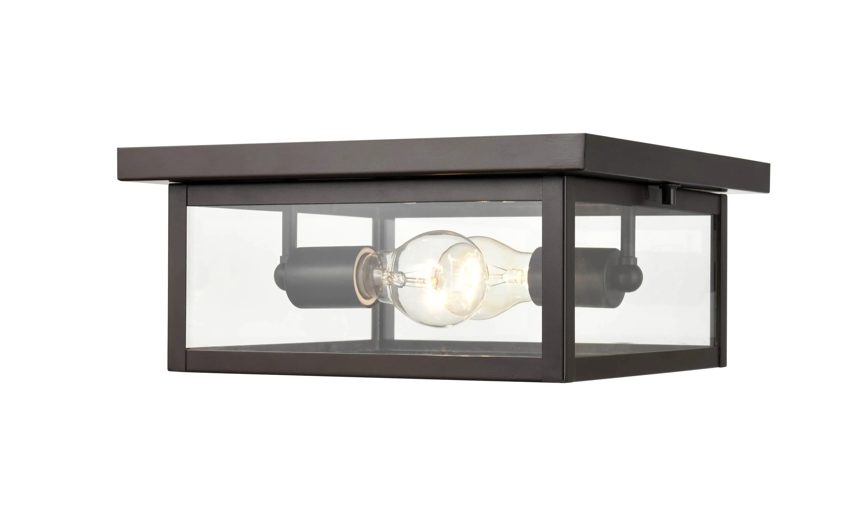 Evanton Outdoor Flush Mount Fixture - Powder Coated Bronze - Clear Glass - 12in. Diameter - E26 Medium Base