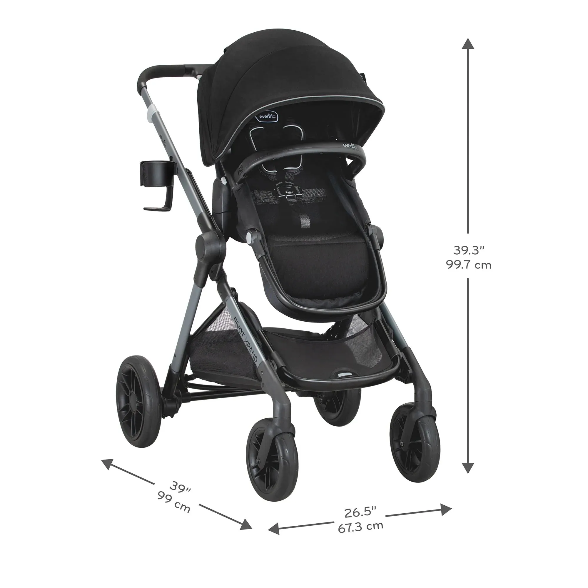 Evenflo Pivot Xpand Travel System with LiteMax Infant Car Seat - Sabino Grey