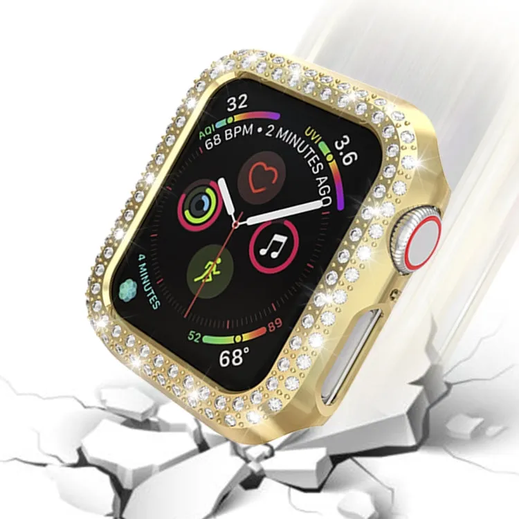 For Apple Watch Series 3 & 2 & 1 38mm  Double Row Diamonds PC Protective Case(Gold)