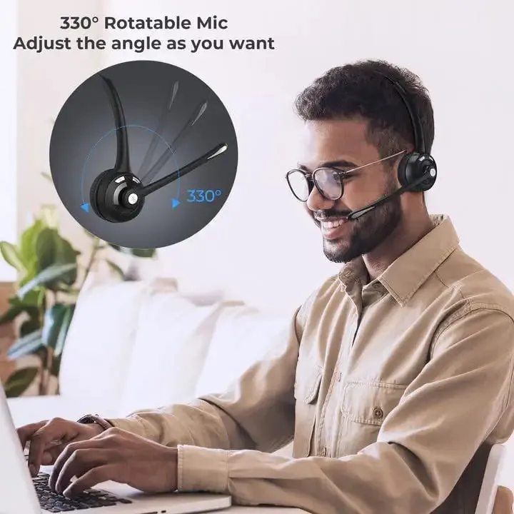 FrapCekre Bluetooth Headset with Microphone, 1.76oz Light Trucker 330° Rotating Mic