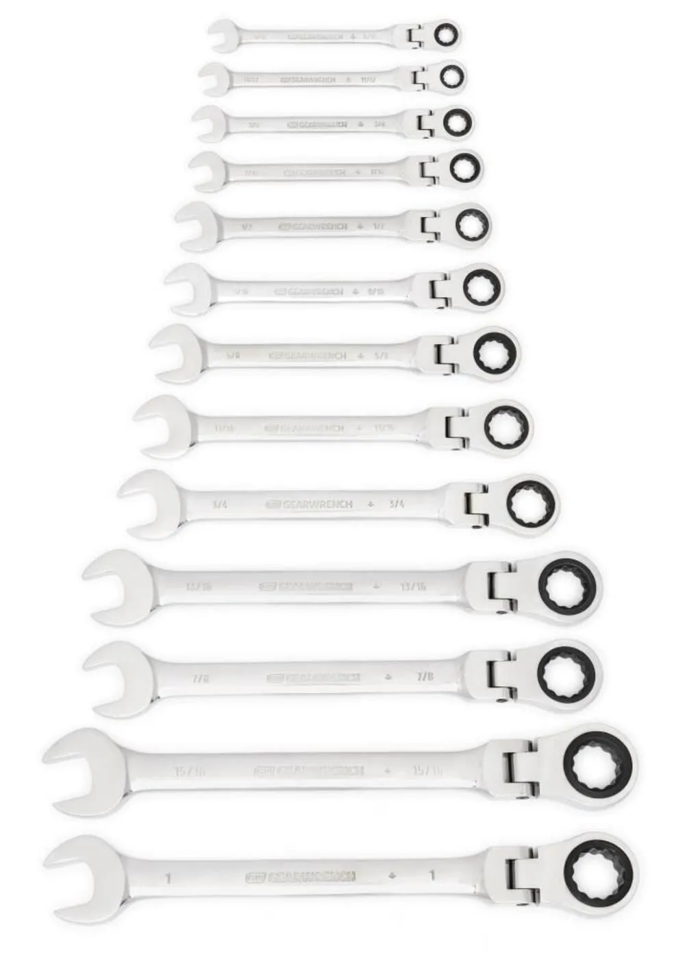 GEARWRENCH 13 Pc 72-Tooth 12 Point Flex Ratcheting Combination SAE Wrench Set