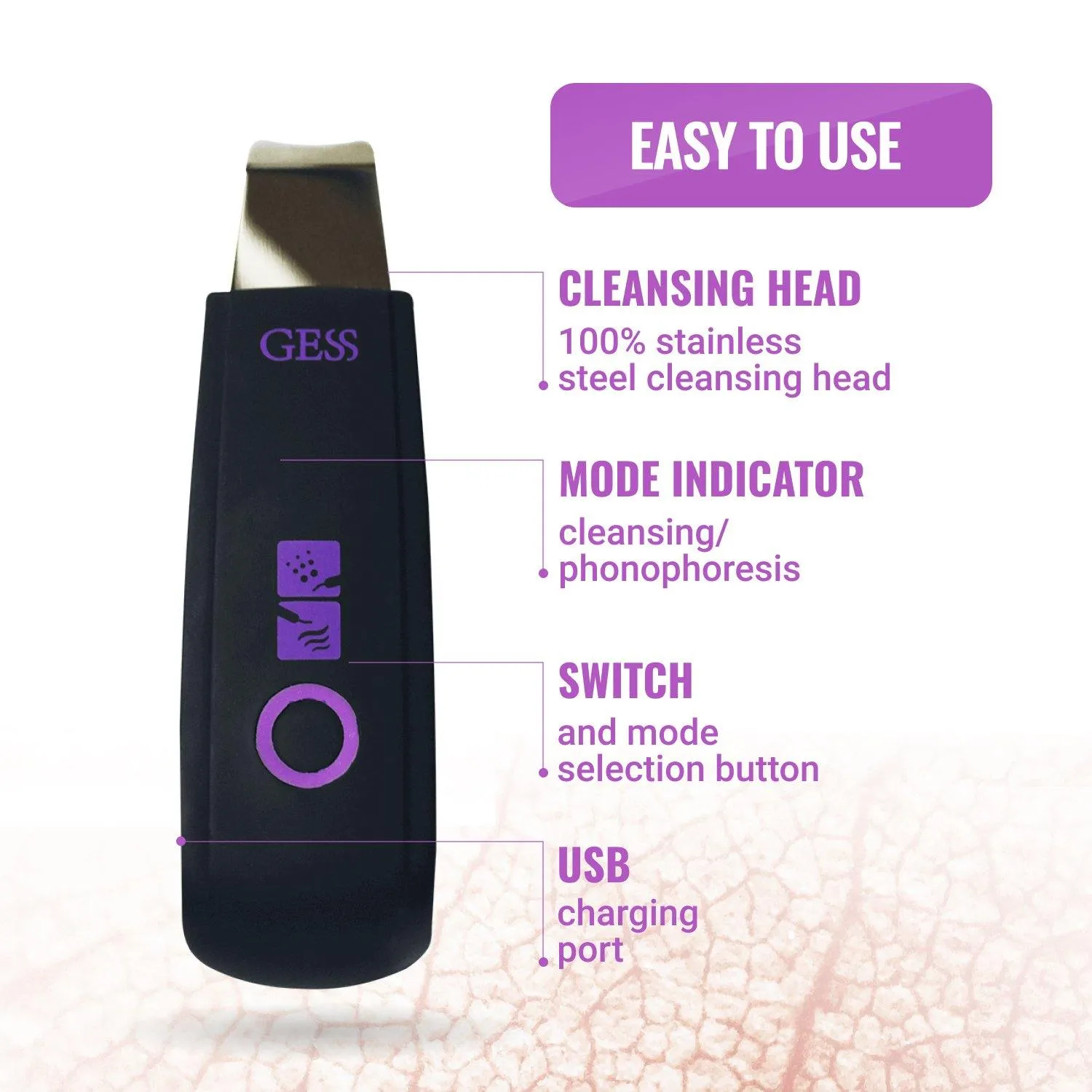 GESS YOU Ultrasonic Facial Skin Scrubber