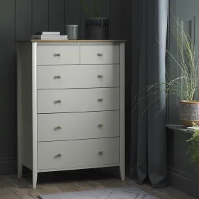 Grey Chest of Drawers with Oak Top