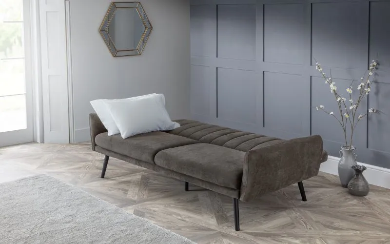 Grey Velvet Click Clack Sofa Bed