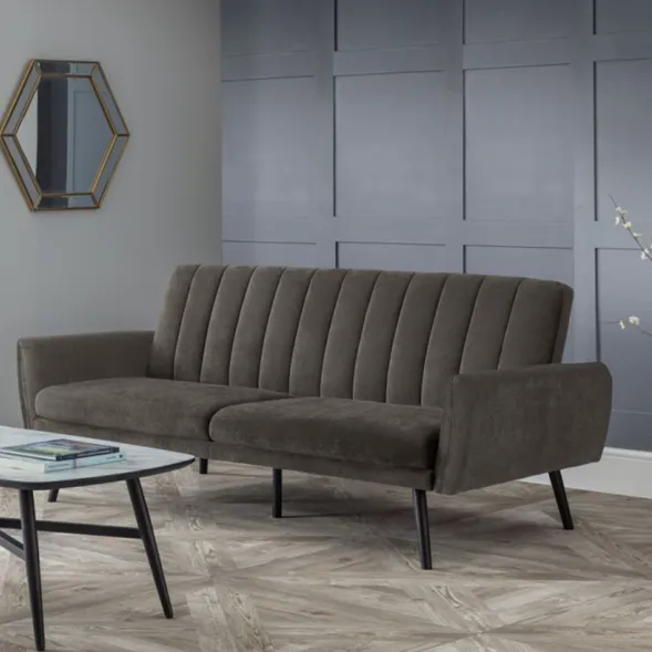 Grey Velvet Click Clack Sofa Bed