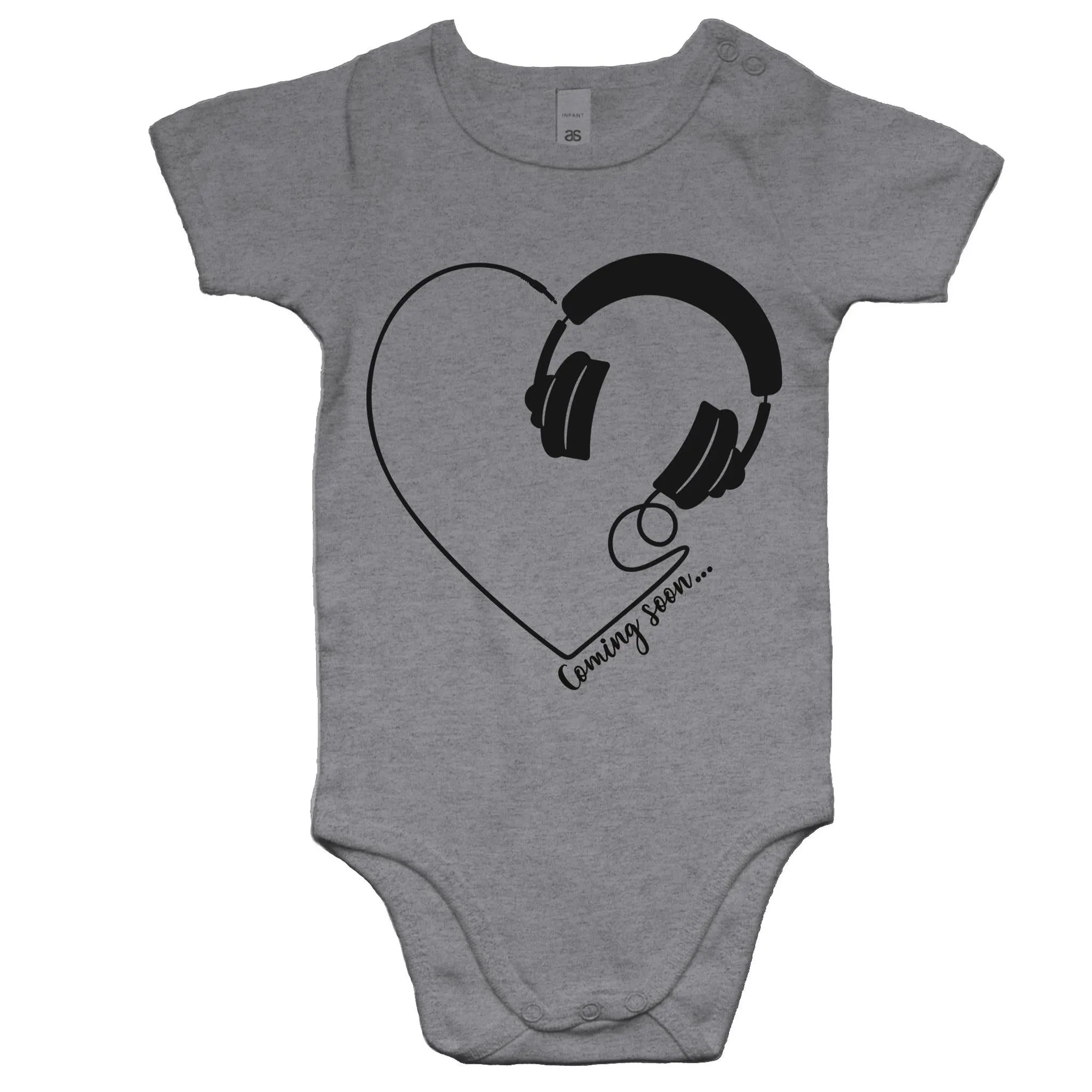 Headphones Baby Announcement Onesie