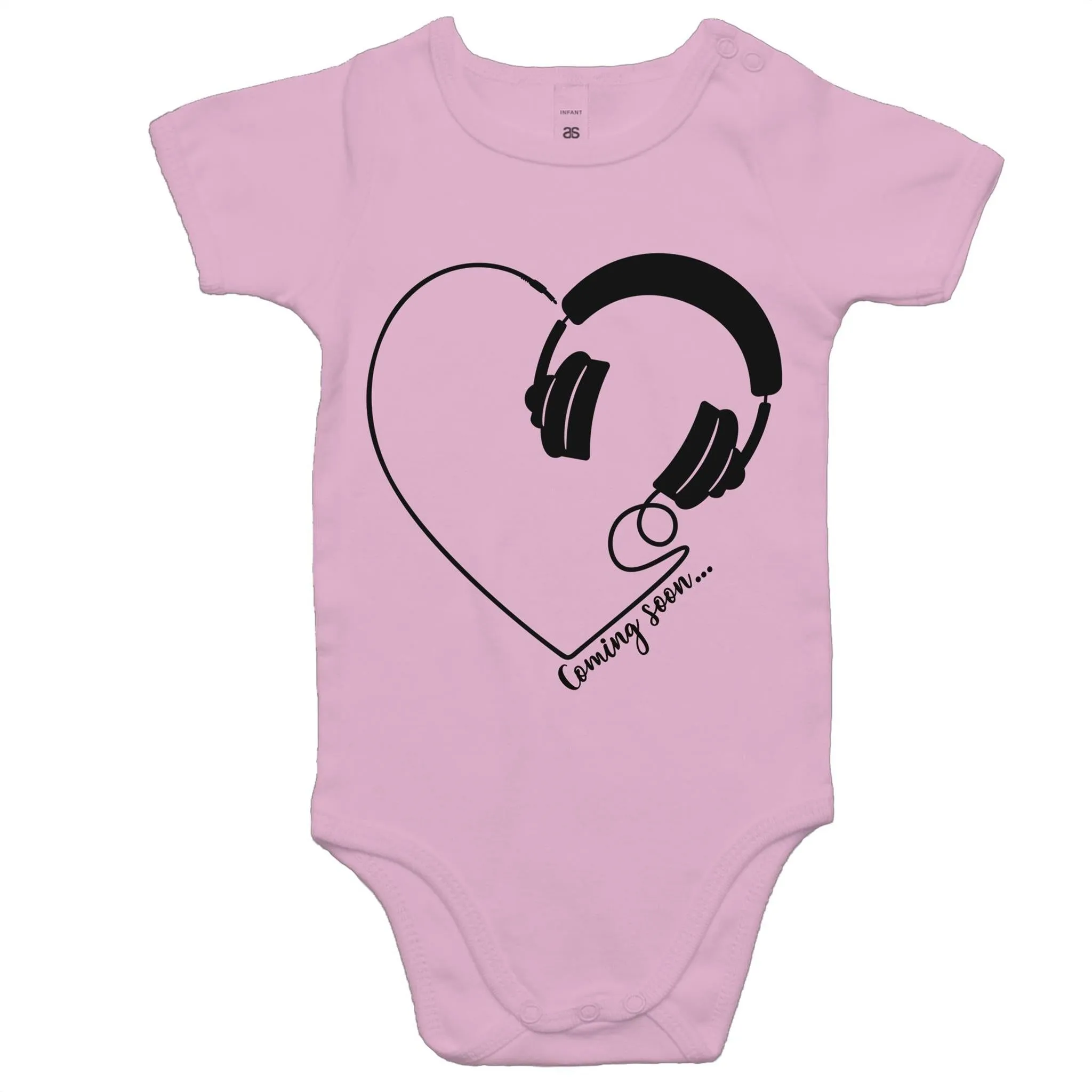 Headphones Baby Announcement Onesie