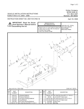 Hiniker Snowplow Mount - Quick Hitch 1 (QH1),  2004-2008 Ford F150, 25011509