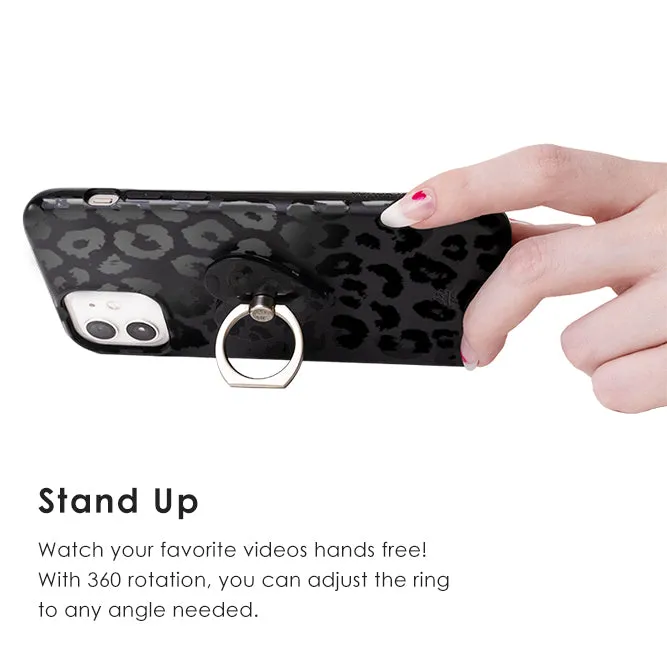 Holo Black Marble Phone Ring