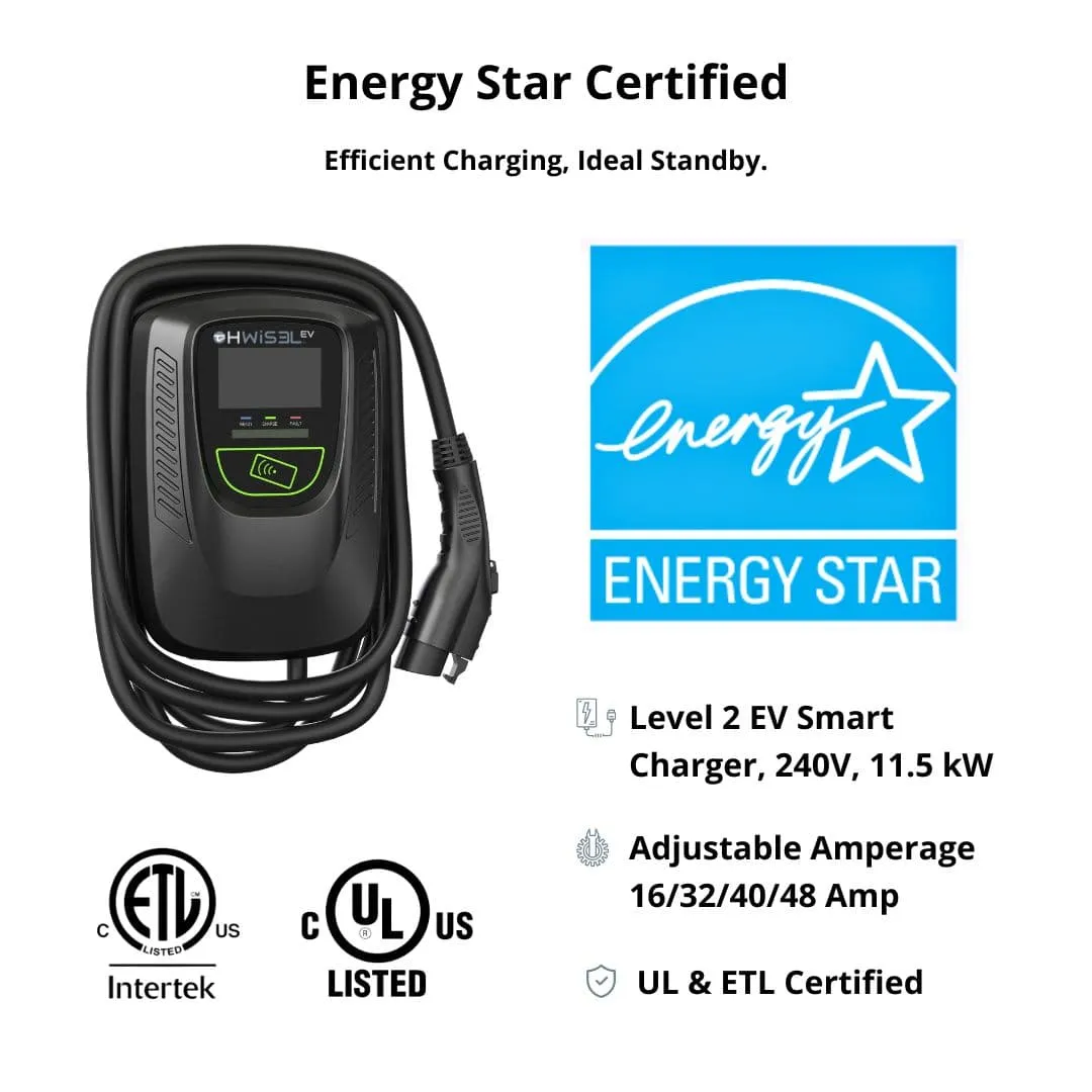 Hwisel EV Smart Charger Commercial Level 2, 48 Amp, EVSE 11.5 kW