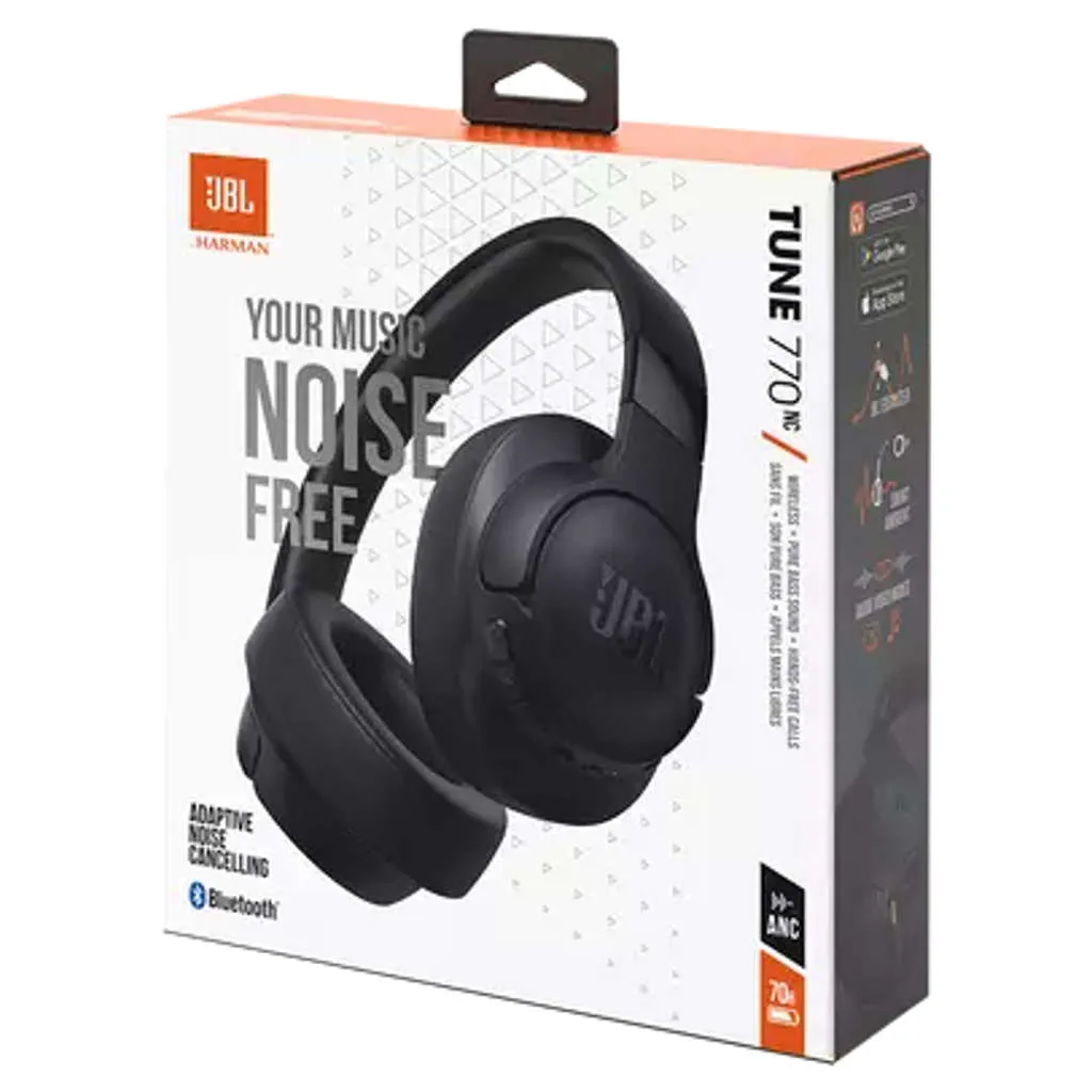 JBL Tune 770NC Wireless Over Ear ANC Headphones With Mic Black JBLT770NCBLK