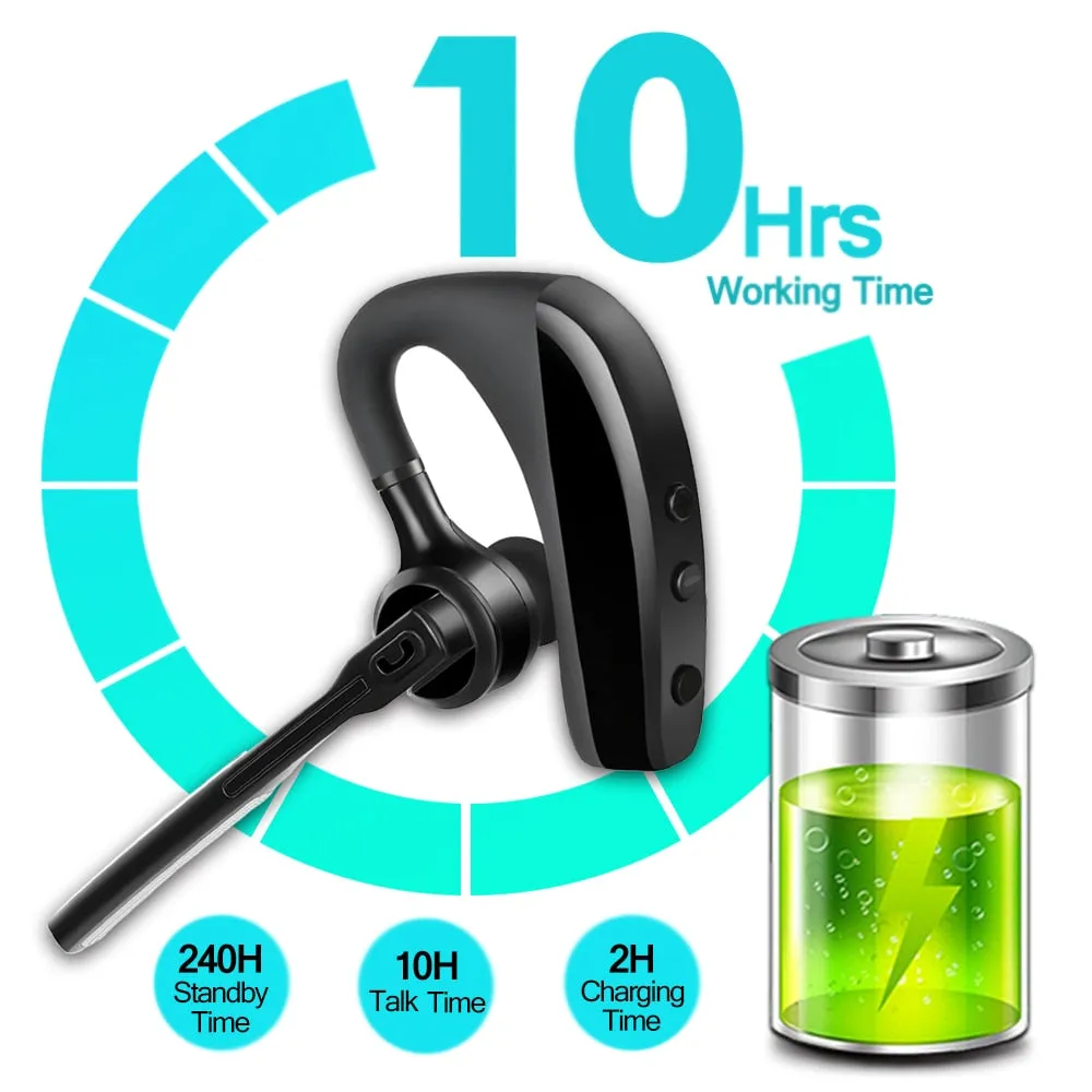 K10 Bluetooth Headset Wireless Earphone Headphones with Mic 10 Hrs talk time handsfree driving for iPhone samsung huawei xiaomi