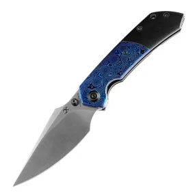 Kansept Knives Fenrir K1034A7 3.48in S35VN Blade Black Stonewashed Titanium / Timascus Handles