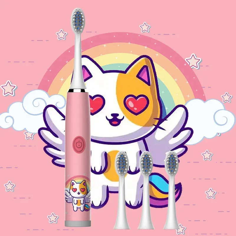 Kids Sonic Electric Toothbrush Colorful Cartoon For Kids Ultrasonic