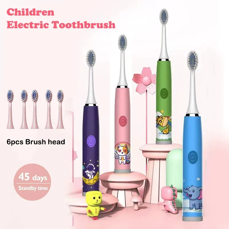 Kids Sonic Electric Toothbrush Colorful Cartoon For Kids Ultrasonic