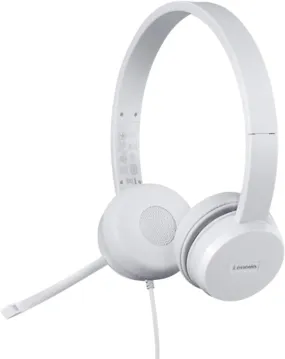 LENOVO 110 Stereo Headset - ClouLenovo 110 USB Stereo Headset, Noise Cancelling, Adjustable Boom Mic, Long Cable, Works with Chromebook - Silver/Grey (GXD1B67867)d Grey