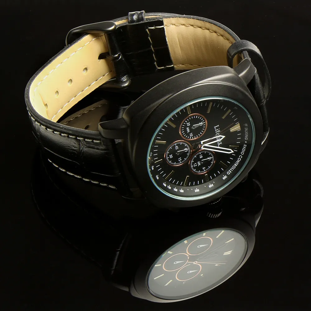 Lifemax Chronograph Atomic Talking Watch - Black Leather | Unmatched Accuracy & Style