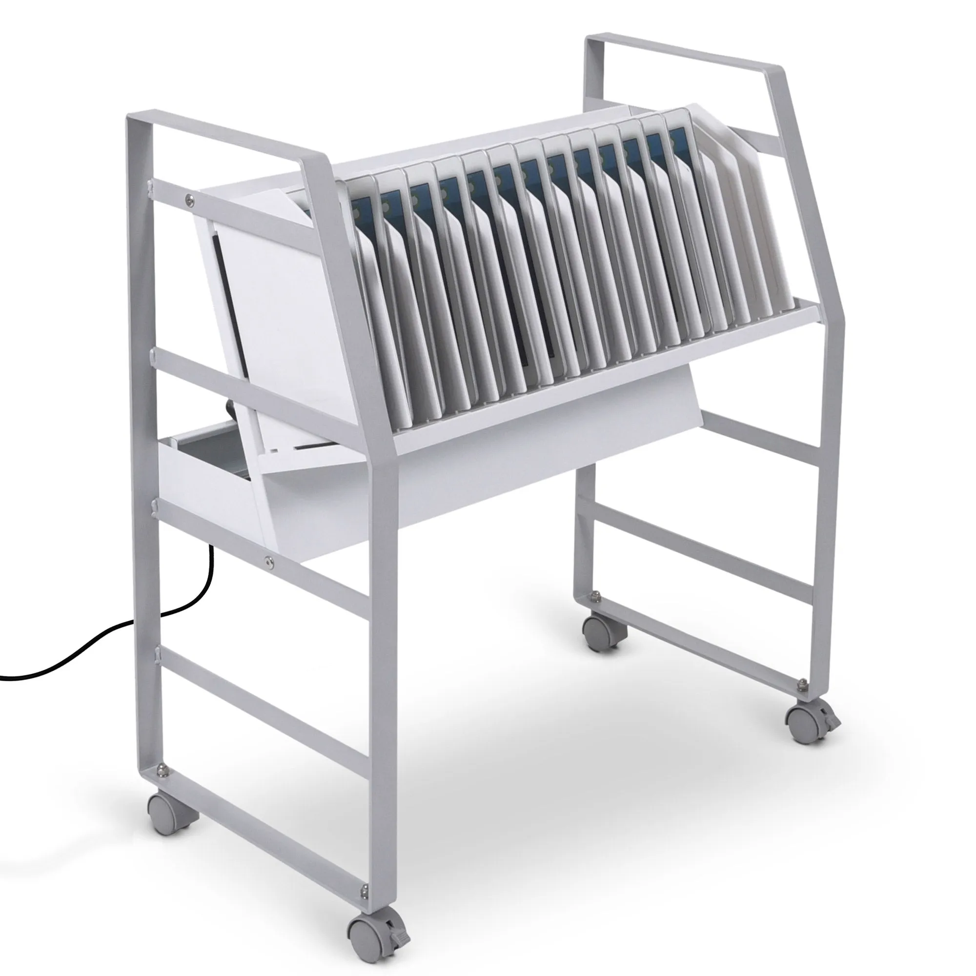 Line Leader Open Charging Cart – Holds Up to 16 Devices - White