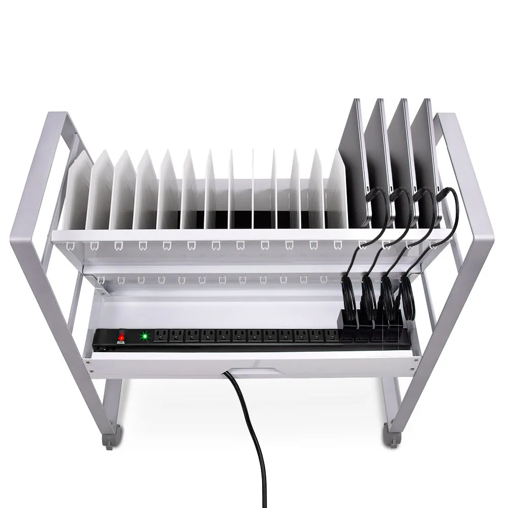 Line Leader Open Charging Cart – Holds Up to 16 Devices - White