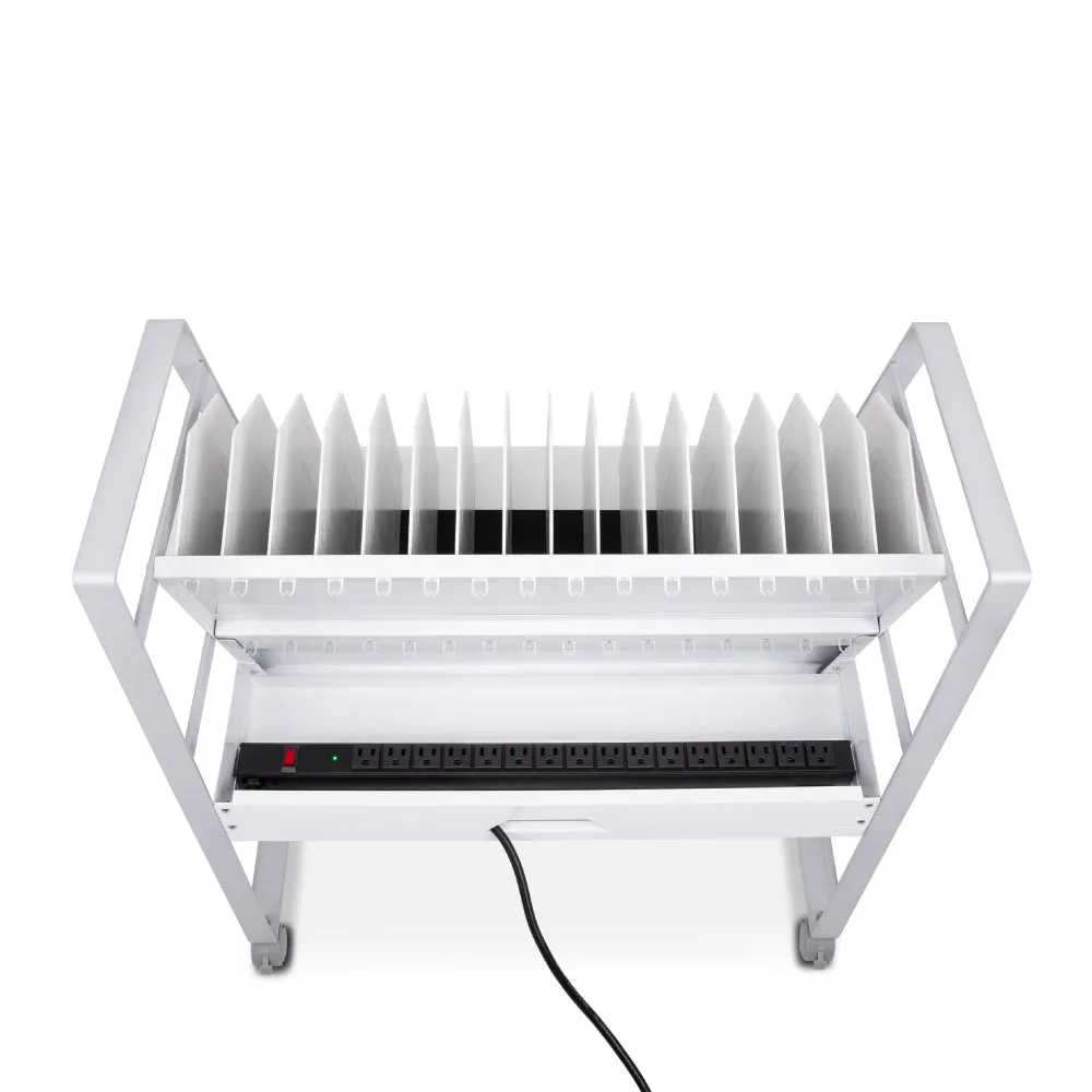 Line Leader Open Charging Cart – Holds Up to 16 Devices - White