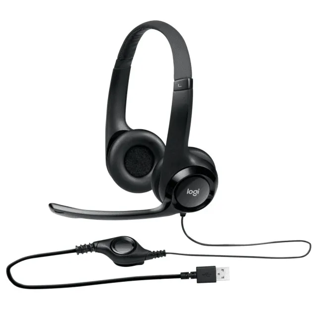 Logitech H390 USB Headset Headphones Microphone Noise Cancelling Black