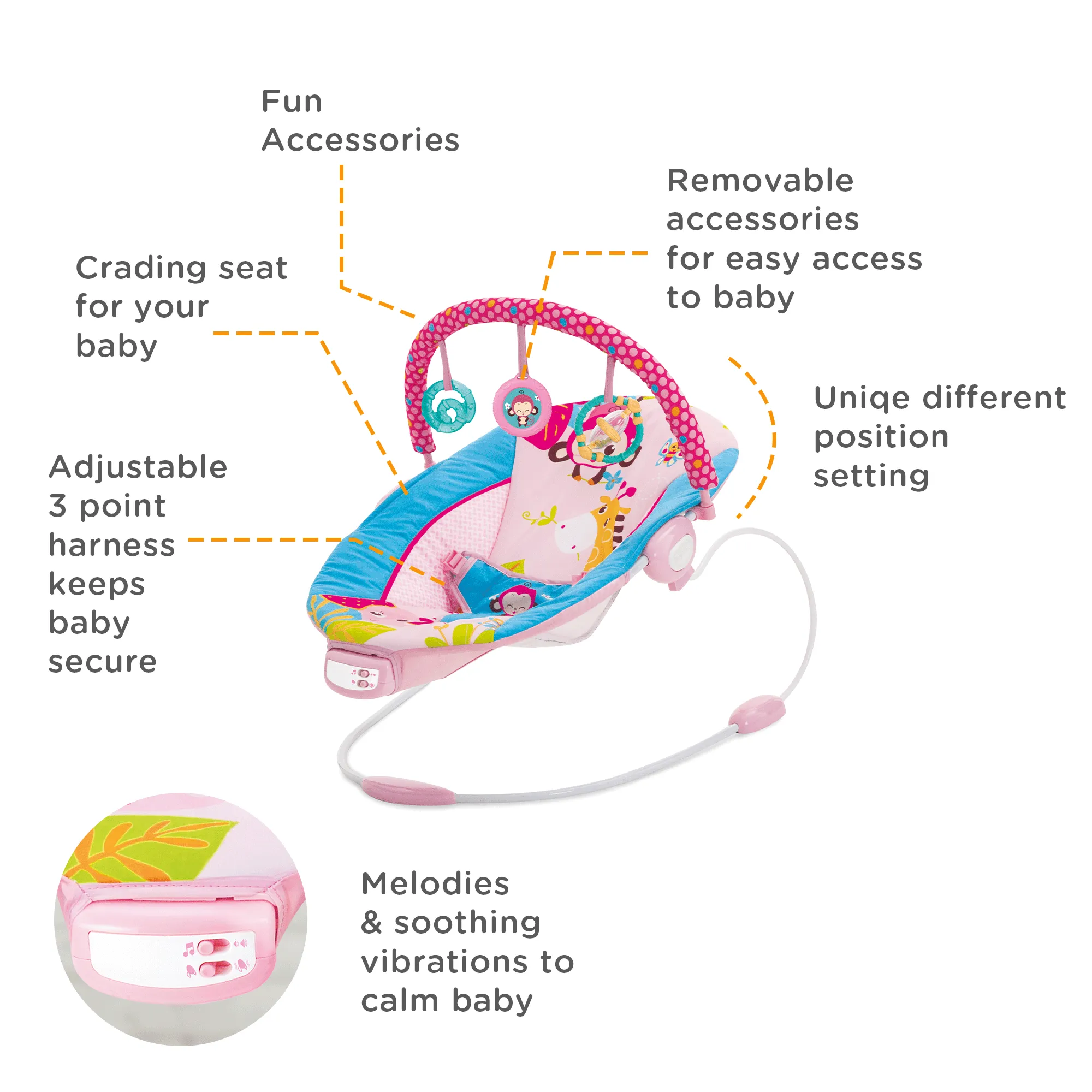 Mastela Music Vibrations Bouncer - Birth - 6M