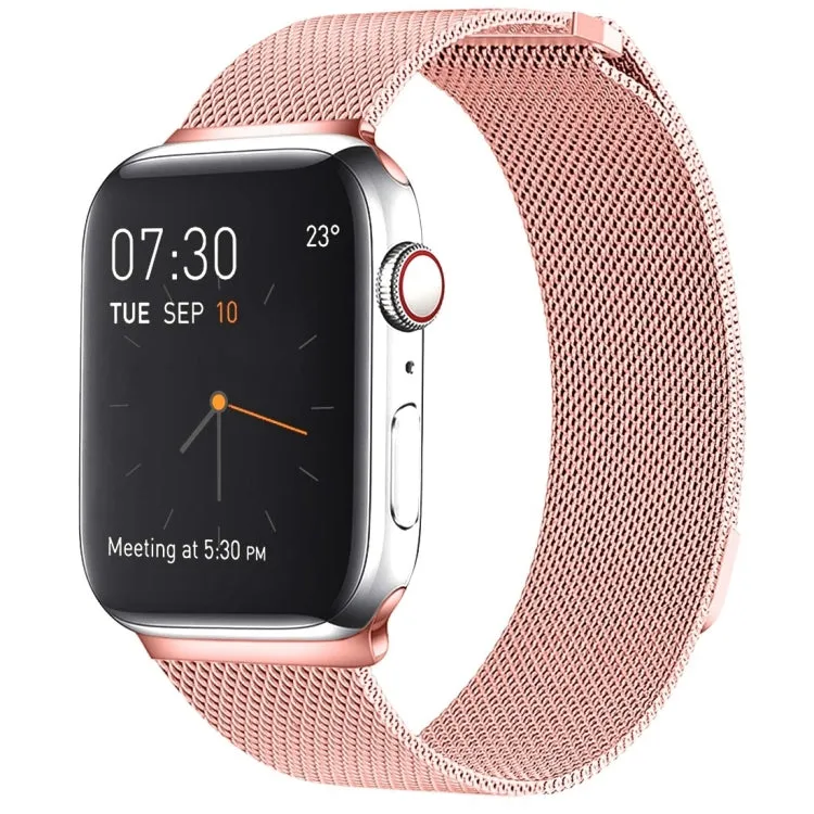 Milanese Loop Magnetic Stainless Steel Watch Band for Apple Watch Ultra 49mm&Watch Ultra 2 49mm / Series 10 46mm / 9&8&7 45mm / SE 3&SE 2&6&SE&5&4 44mm / 3&2&1 42mm(Pink)