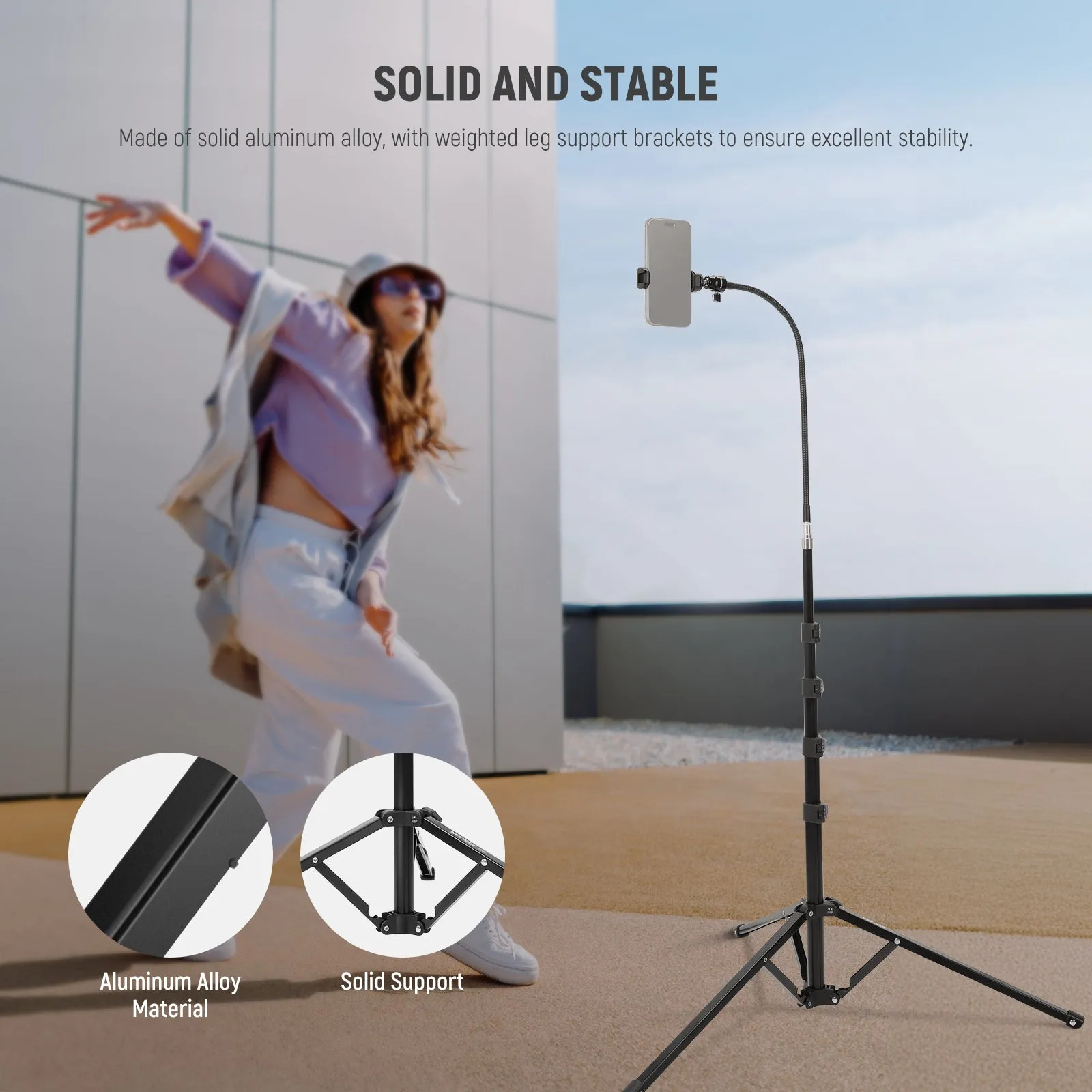 NEEWER TS06 71" Phone Tripod Stand with Reversible Legs