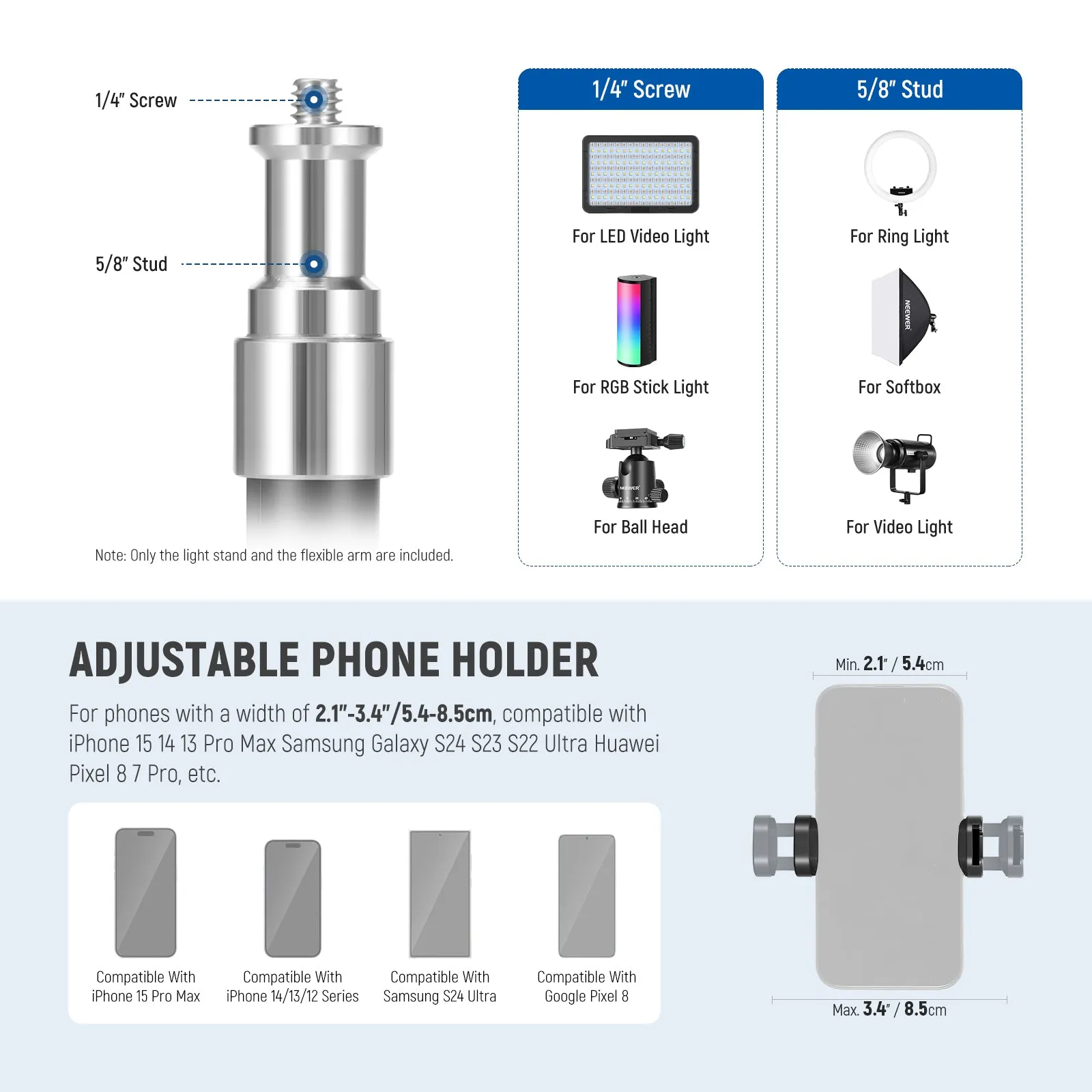 NEEWER TS06 71" Phone Tripod Stand with Reversible Legs