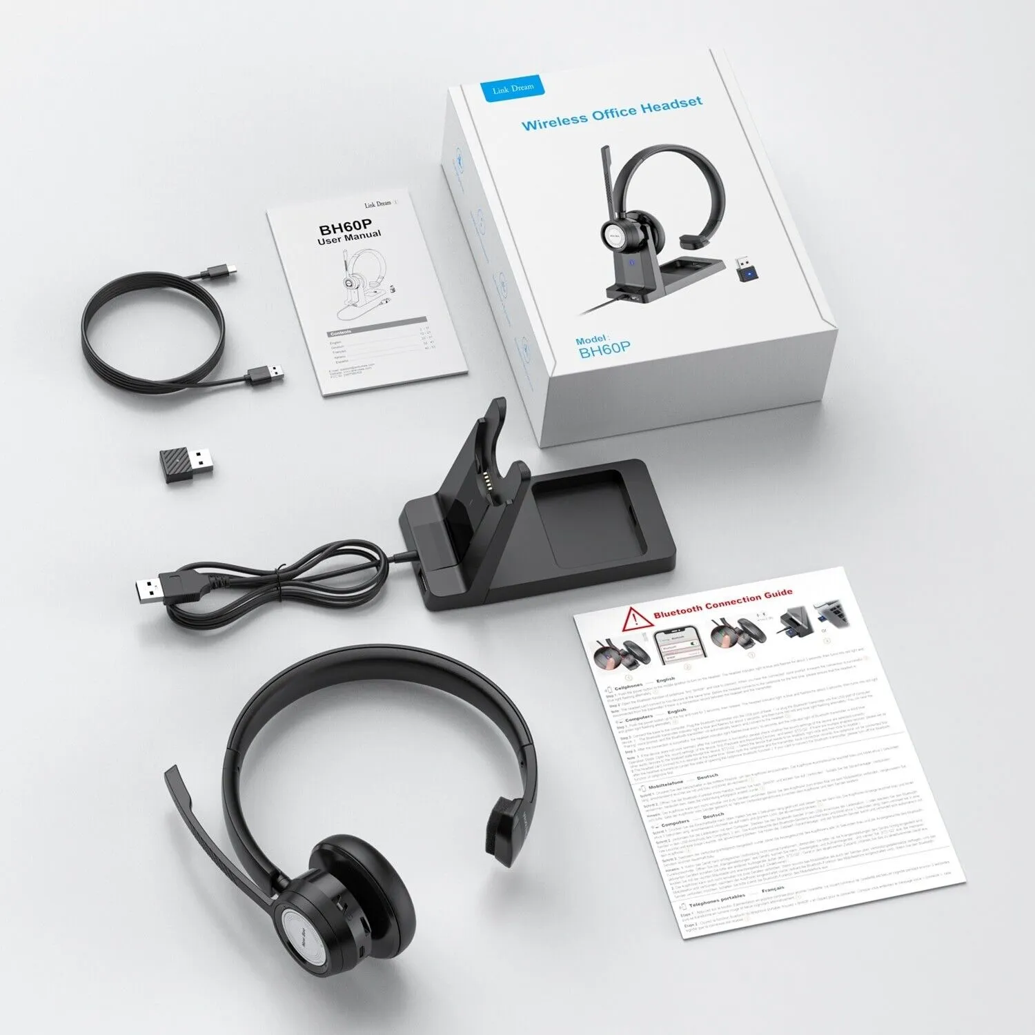 New Bee BH60P Wireless Headset with Charging Base