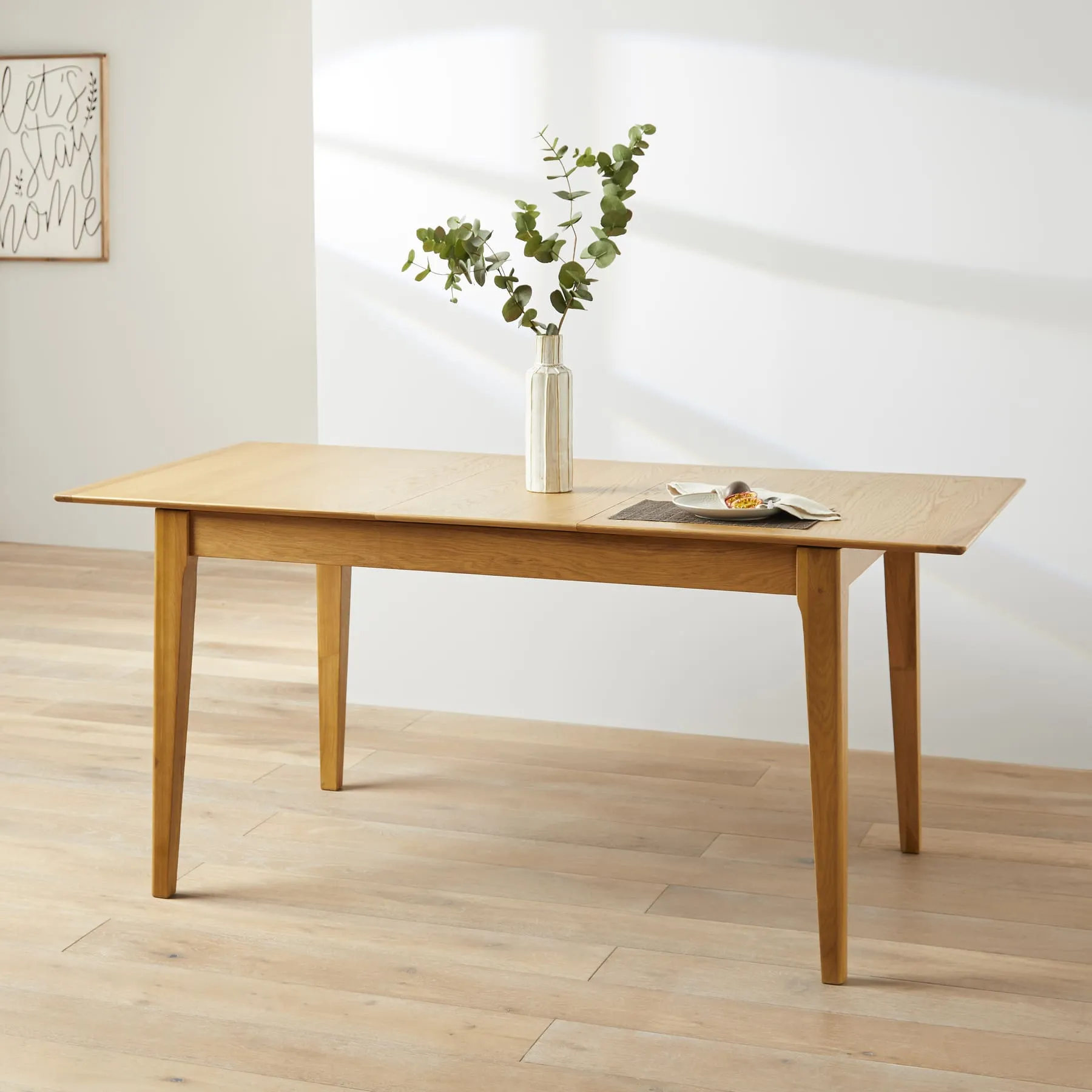 Oak Dining Table with Extendable Leaf