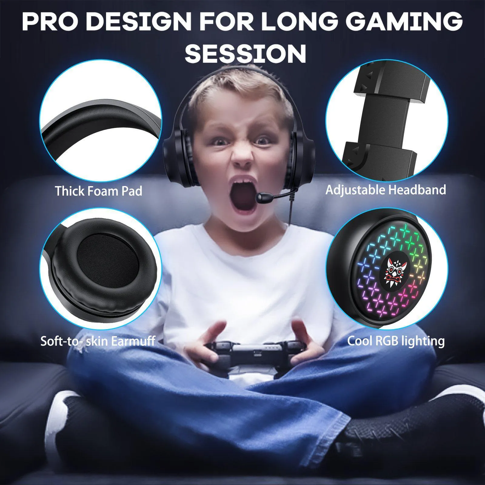 ONIKUMA X7 PRO Wired RGB Light Noise-canceling Gaming Headset