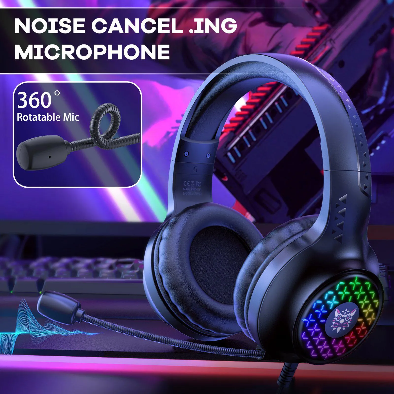 ONIKUMA X7 PRO Wired RGB Light Noise-canceling Gaming Headset