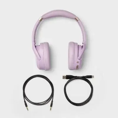 Open Box - Active Noise Canceling Bluetooth Wireless Over Ear Headphones - heyday Pastel Lavender