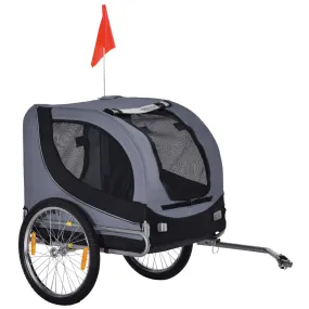 PawHut Pet Bicycle Trailer Steel Dog Bike Carrier Water Resistant Travel Grey